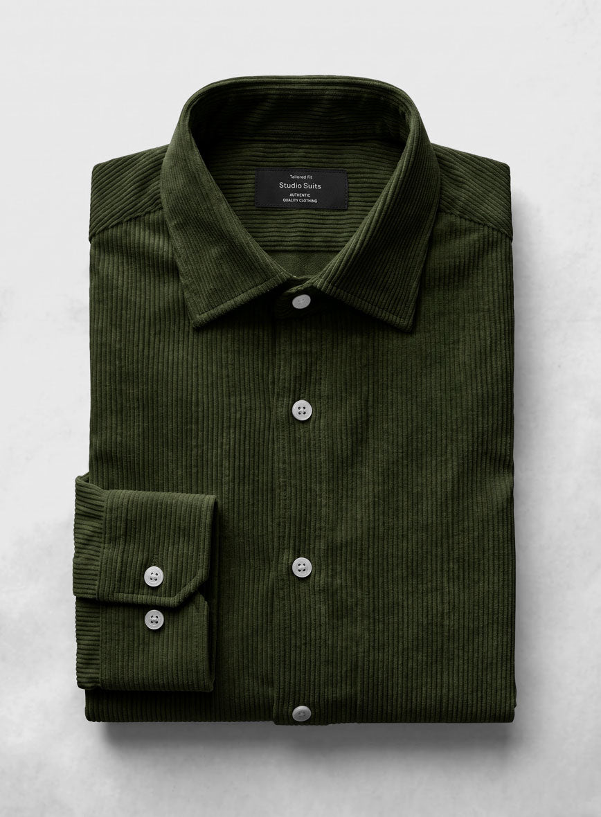Olive Green Corduroy Shirt - StudioSuits