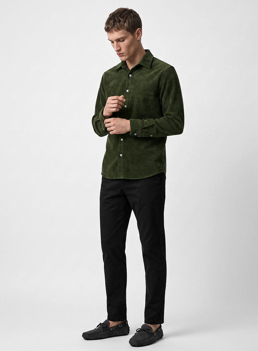 Olive Green Corduroy Shirt - StudioSuits