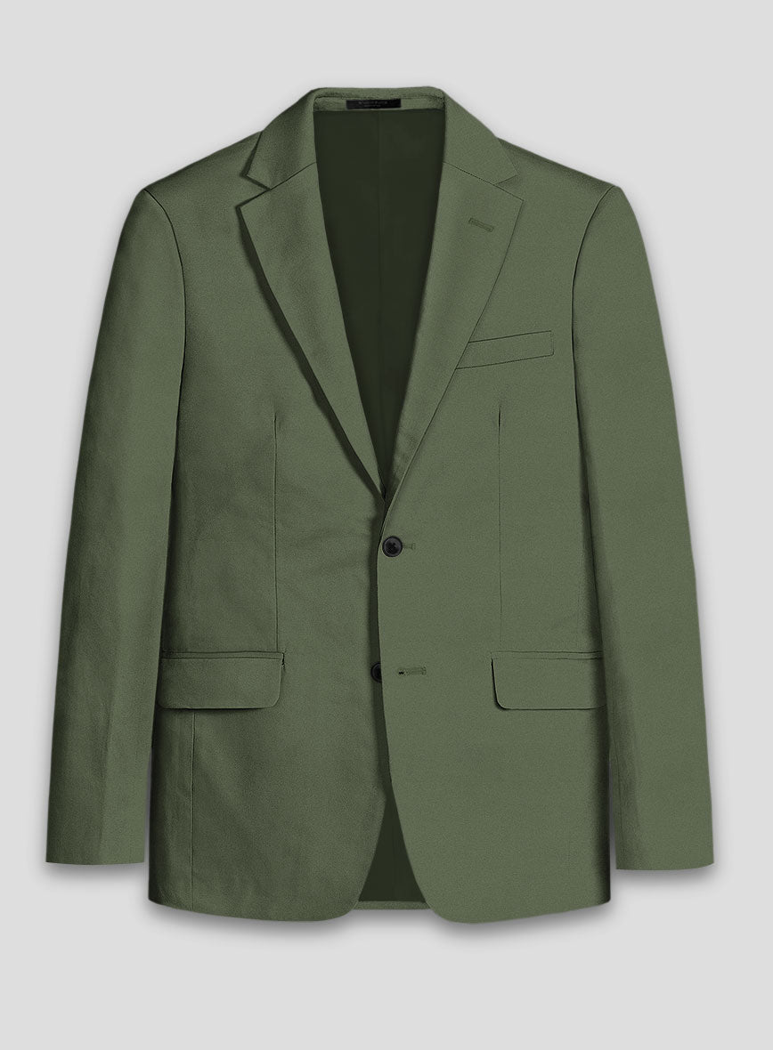 Olive Green Cotton Jacket - StudioSuits