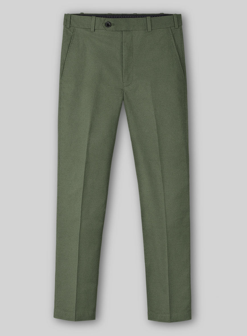 Olive Green Cotton Pants - StudioSuits