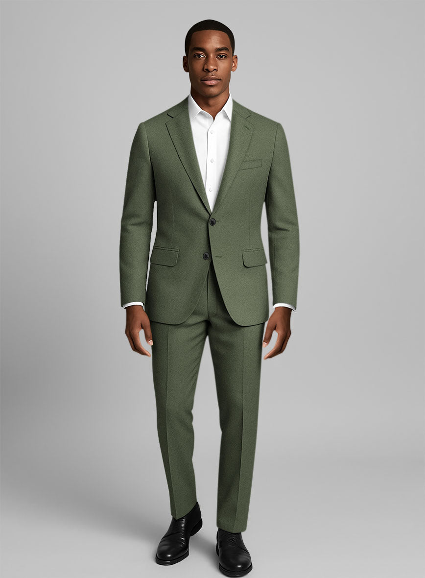 Olive Green Cotton Suit - StudioSuits