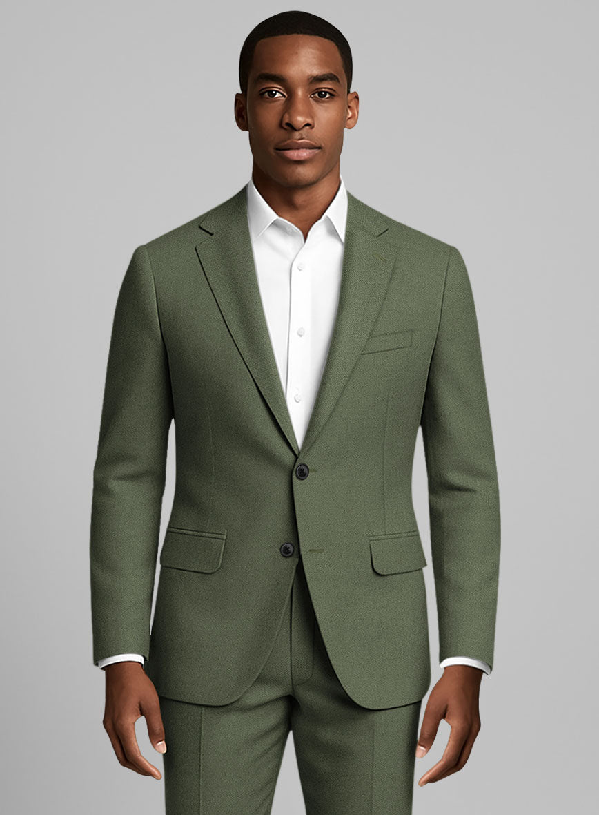 Olive Green Cotton Suit - StudioSuits