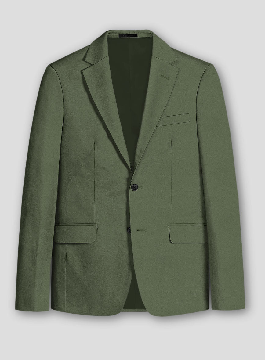 Olive Green Cotton Suit - StudioSuits
