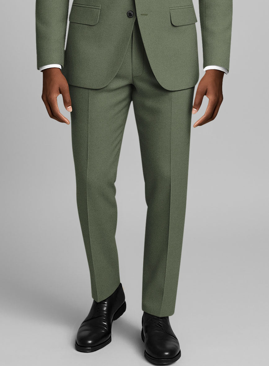 Olive Green Cotton Suit - StudioSuits