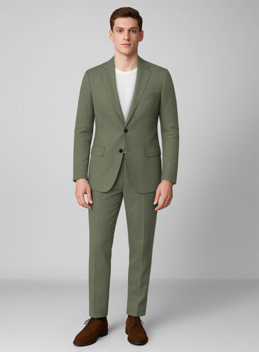 Olive Green Napoli Stretch Light Weight Cotton Suit - StudioSuits