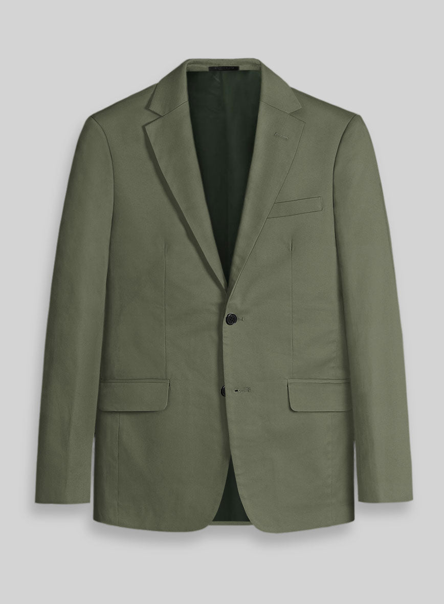 Olive Green Napoli Stretch Light Weight Cotton Jacket - StudioSuits