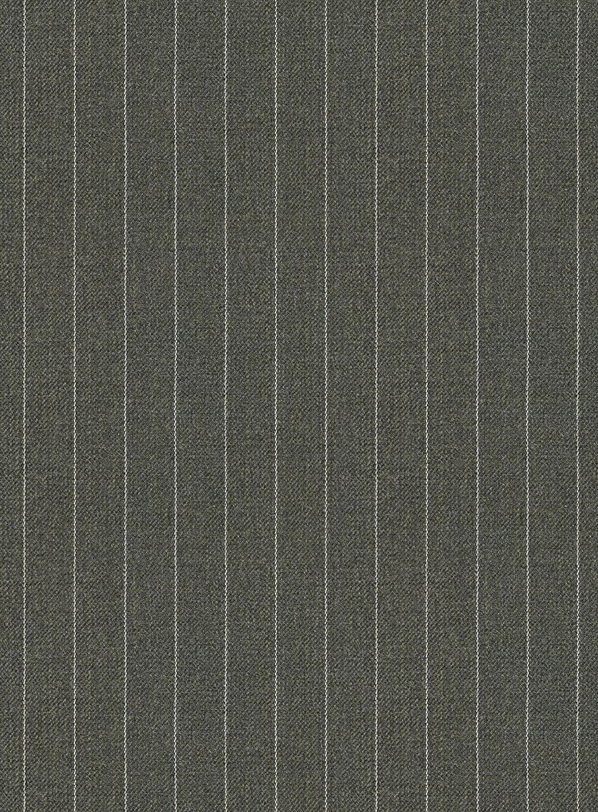 Olive Green Pinstripe Pants - StudioSuits