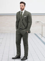 Olive Green Pinstripe Suit - StudioSuits