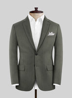 Olive Green Pinstripe Suit - StudioSuits