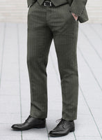 Olive Green Pinstripe Suit - StudioSuits