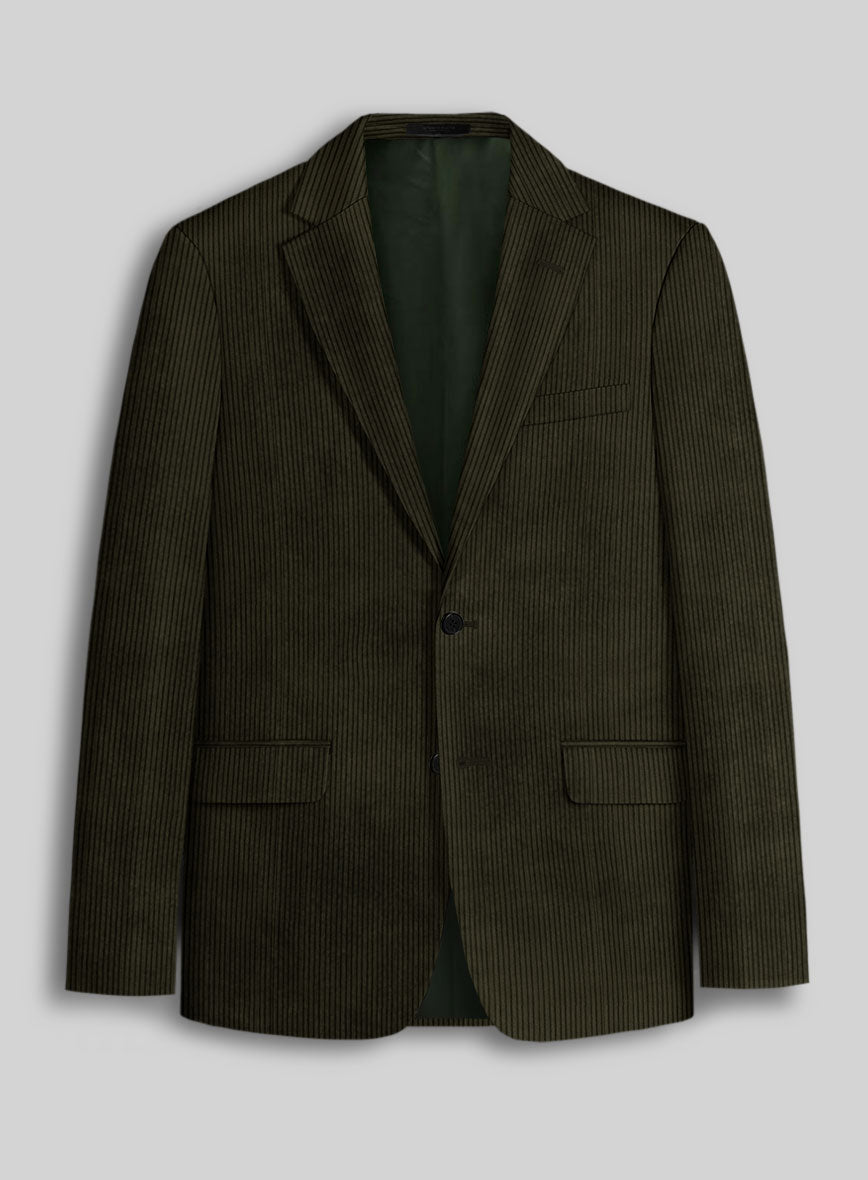 Olive Green Stretch Corduroy Jacket - StudioSuits