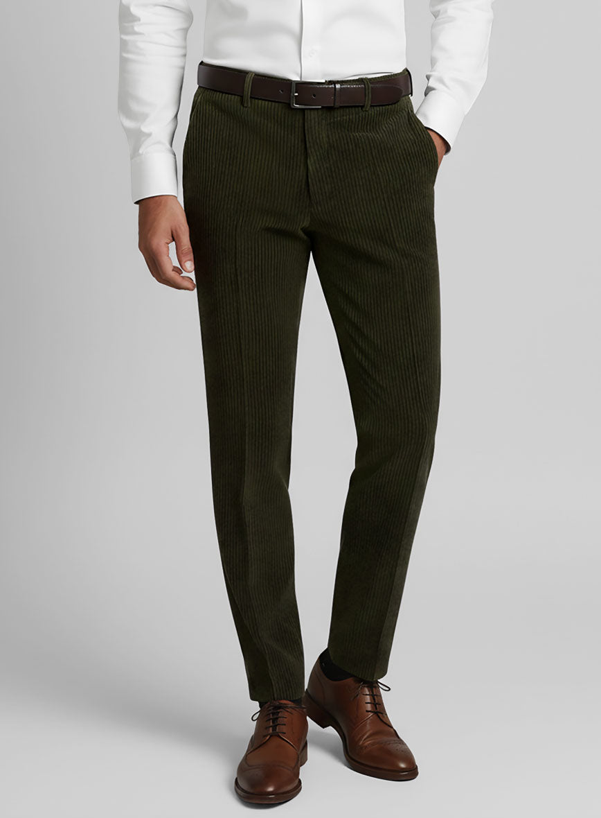 Olive Green Stretch Corduroy Suit - StudioSuits