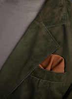 Olive Green Suede Leather Suit - StudioSuits