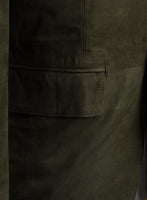 Olive Green Suede Leather Suit - StudioSuits