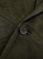 Olive Green Suede Leather Suit - StudioSuits