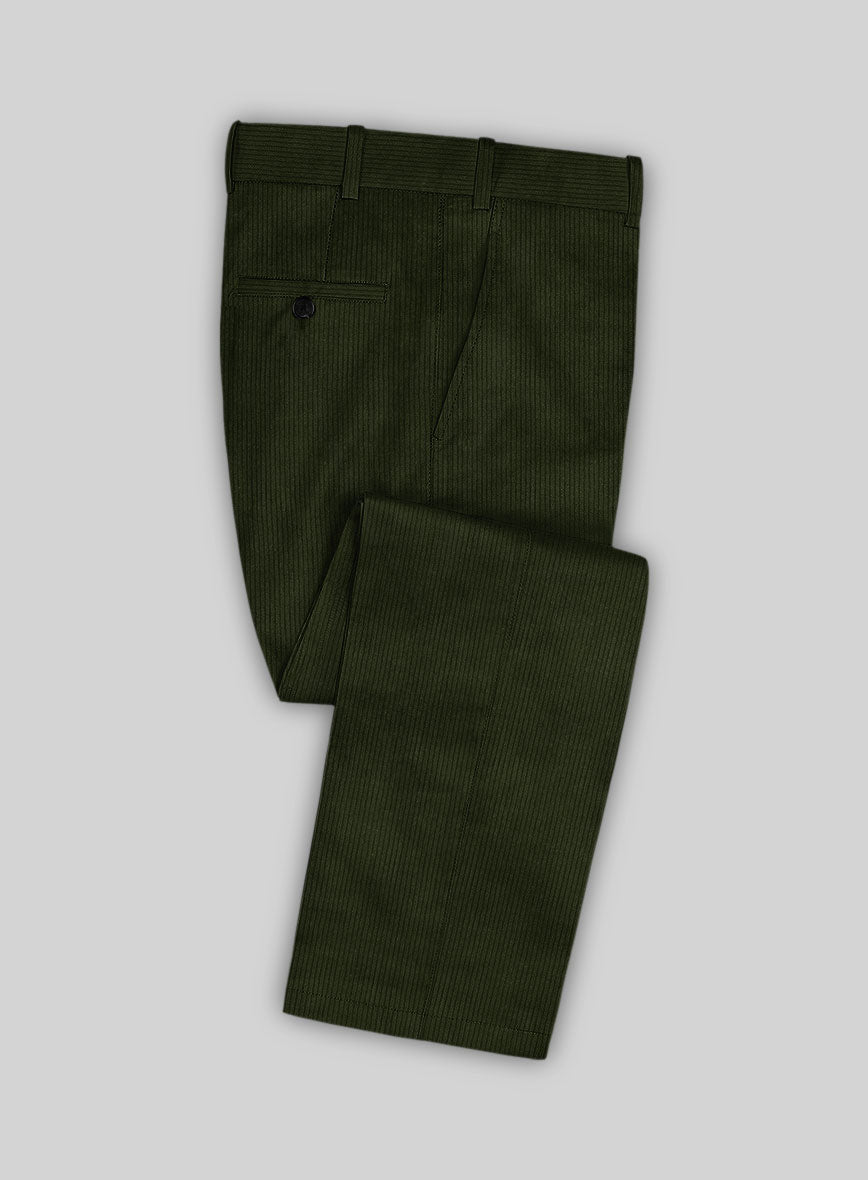 Olive Green Thick Corduroy Pants - StudioSuits