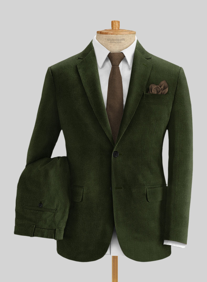 Olive Green Thick Corduroy Suit - StudioSuits