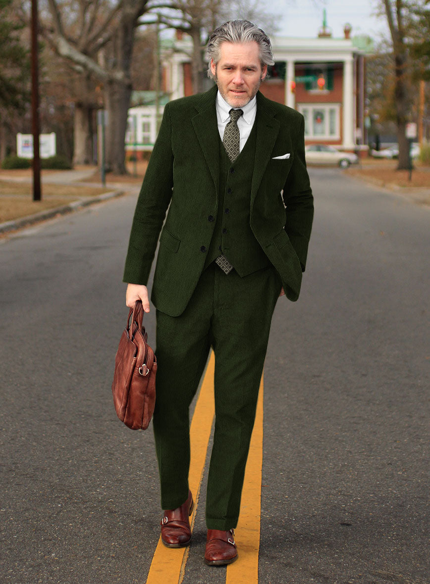 Olive Green Thick Corduroy Suit - StudioSuits