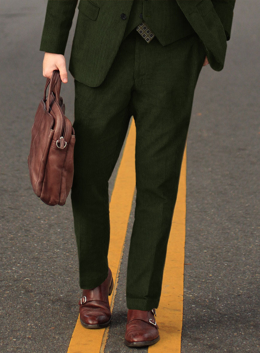 Olive Green Thick Corduroy Suit - StudioSuits