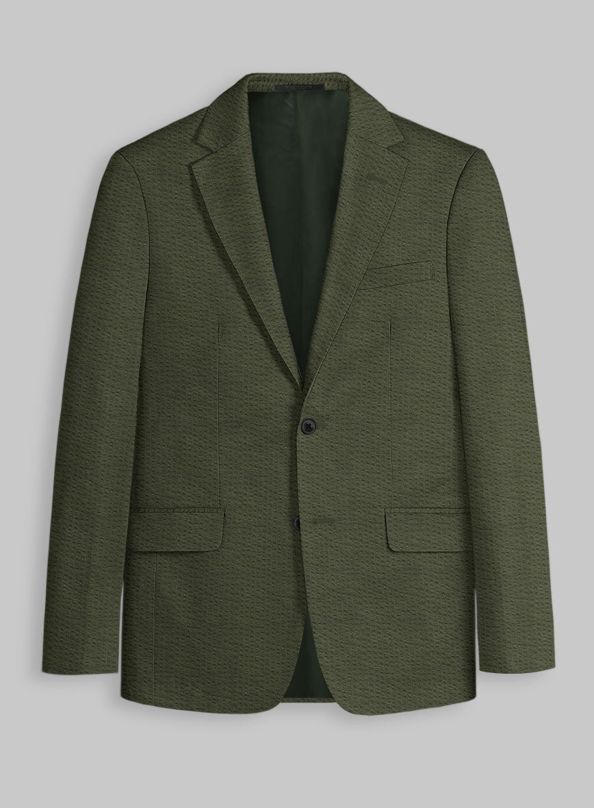 Olive Seersucker Jacket - StudioSuits