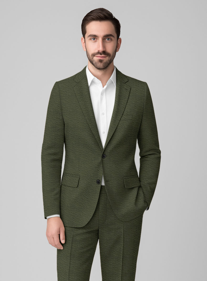 Olive Seersucker Jacket - StudioSuits