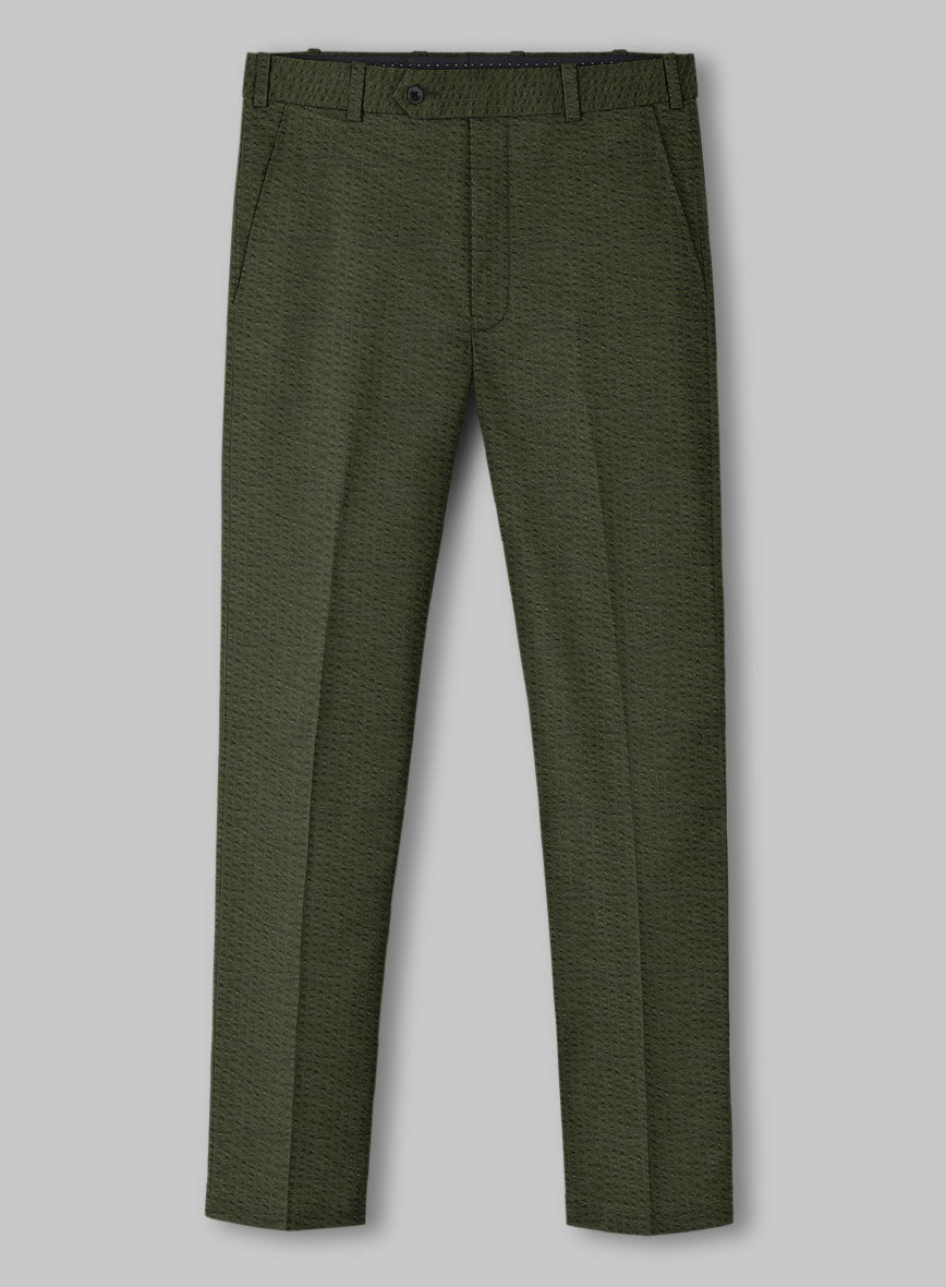 Olive Seersucker Pants - StudioSuits