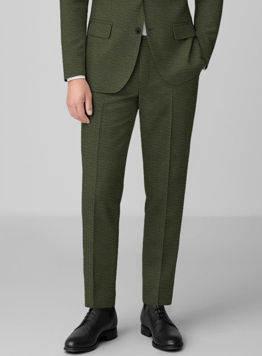 Olive Seersucker Pants - StudioSuits