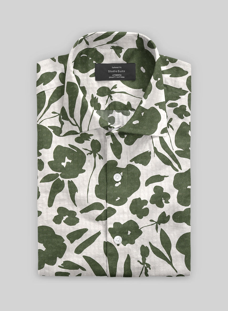 Olive Silhouette Cotton Shirt - StudioSuits