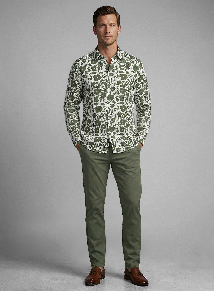 Olive Silhouette Cotton Shirt - StudioSuits