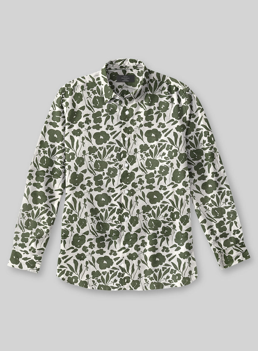 Olive Silhouette Cotton Shirt - StudioSuits