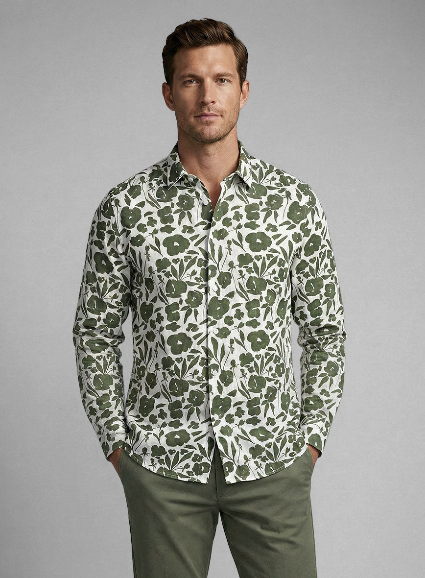 Olive Silhouette Cotton Shirt - StudioSuits