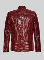 Opulent Bold Red Python Leather Jacket - StudioSuits