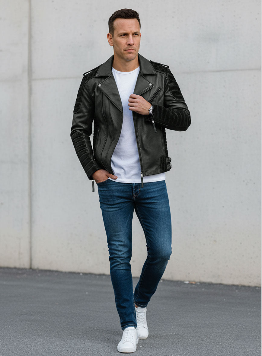 Outlaw Burnt Charcoal Leather Jacket - StudioSuits
