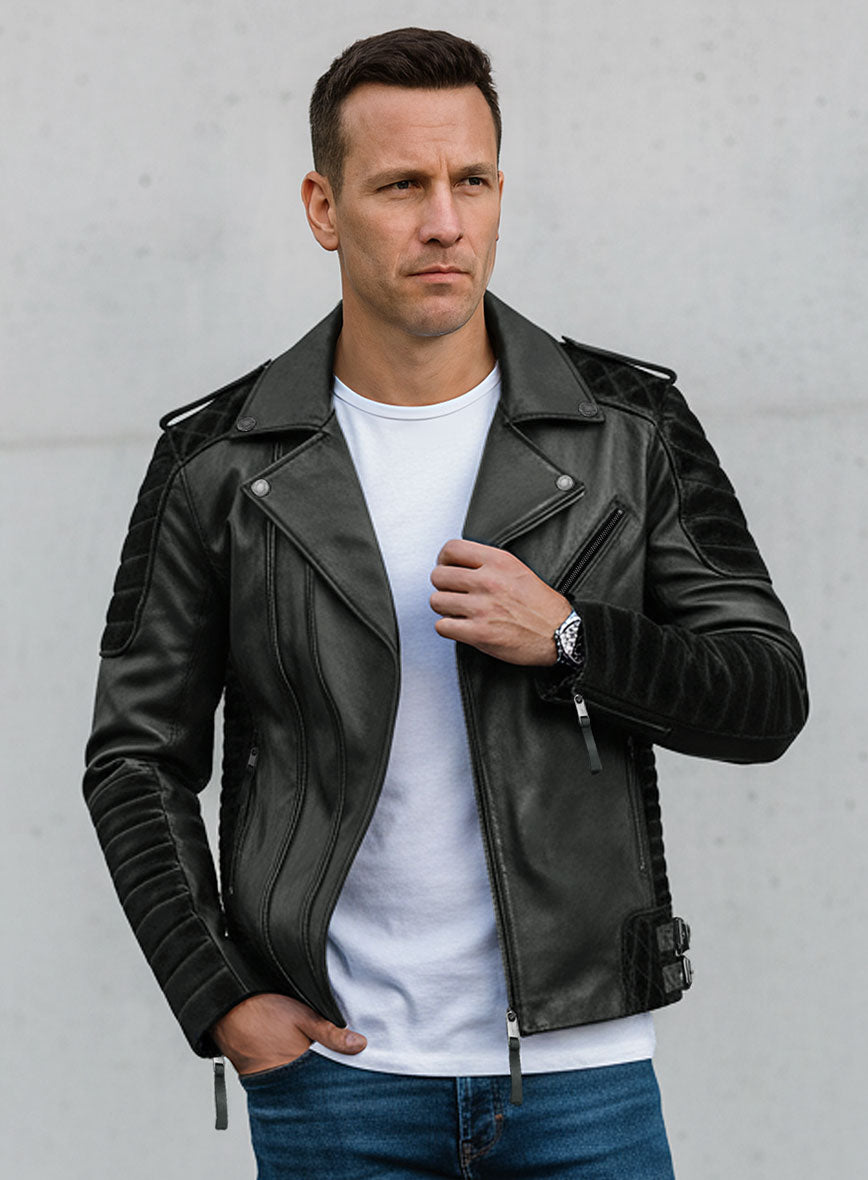 Outlaw Burnt Charcoal Leather Jacket - StudioSuits