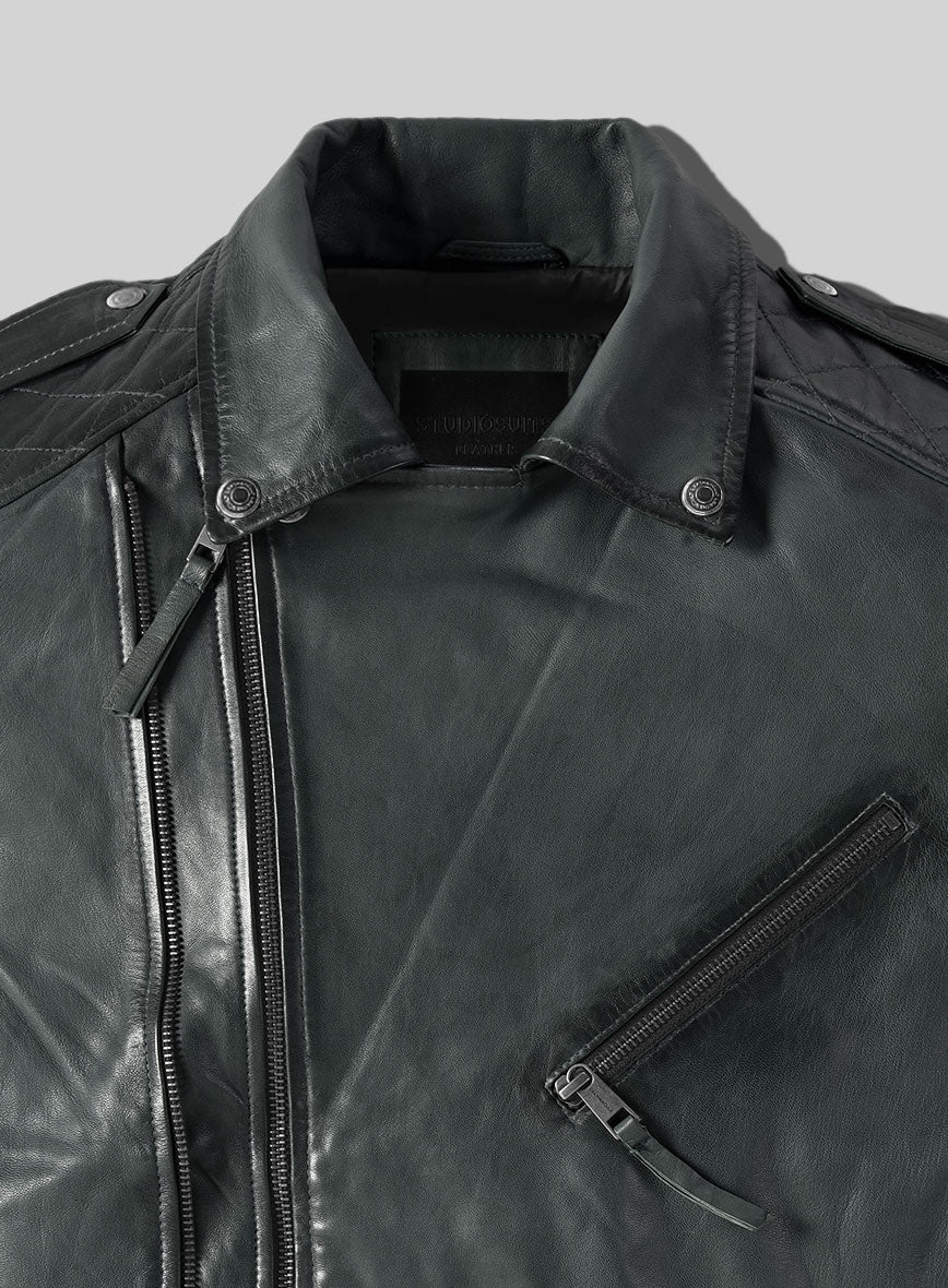 Outlaw Burnt Charcoal Leather Jacket - StudioSuits