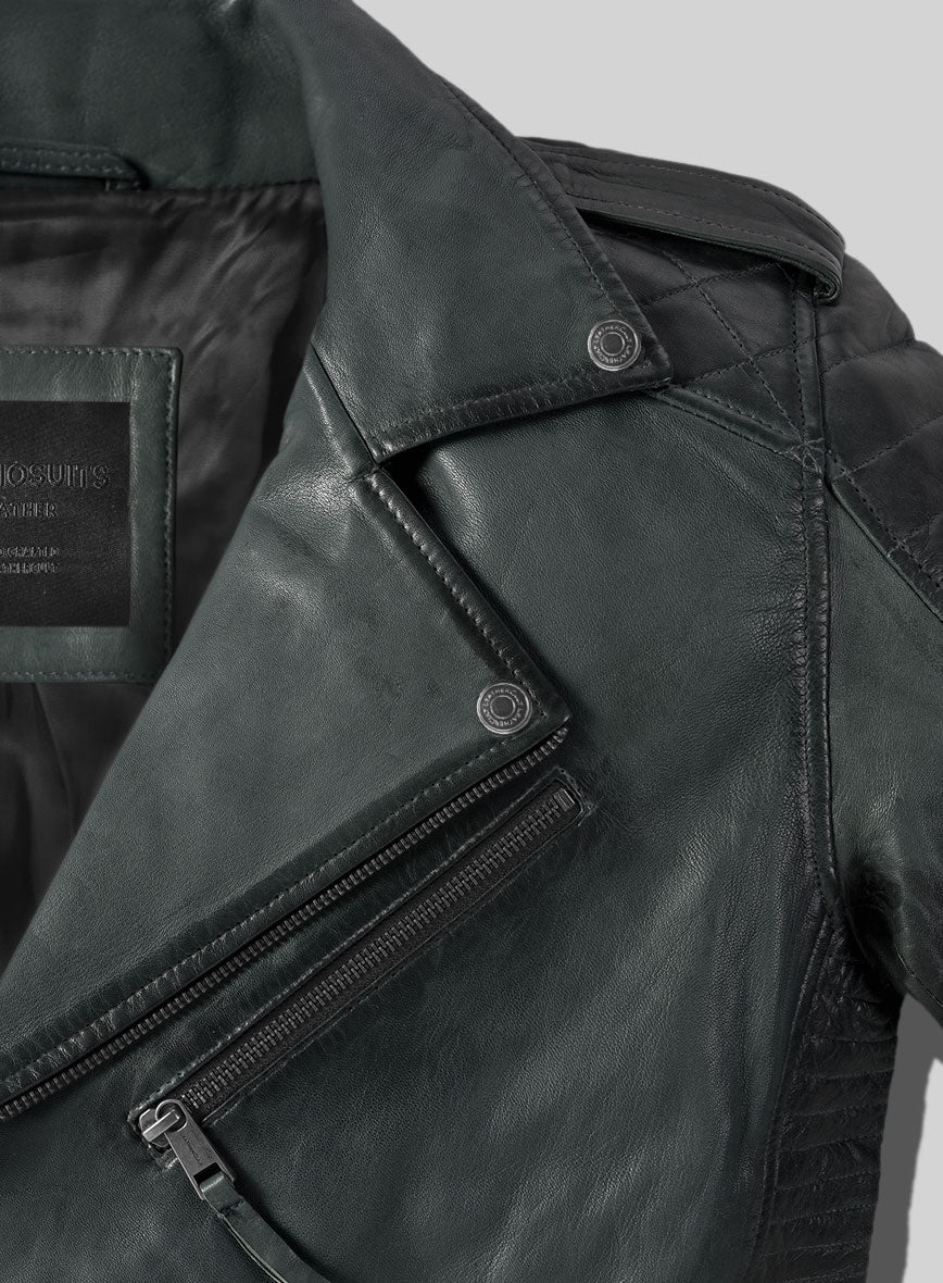 Outlaw Burnt Charcoal Leather Jacket - StudioSuits