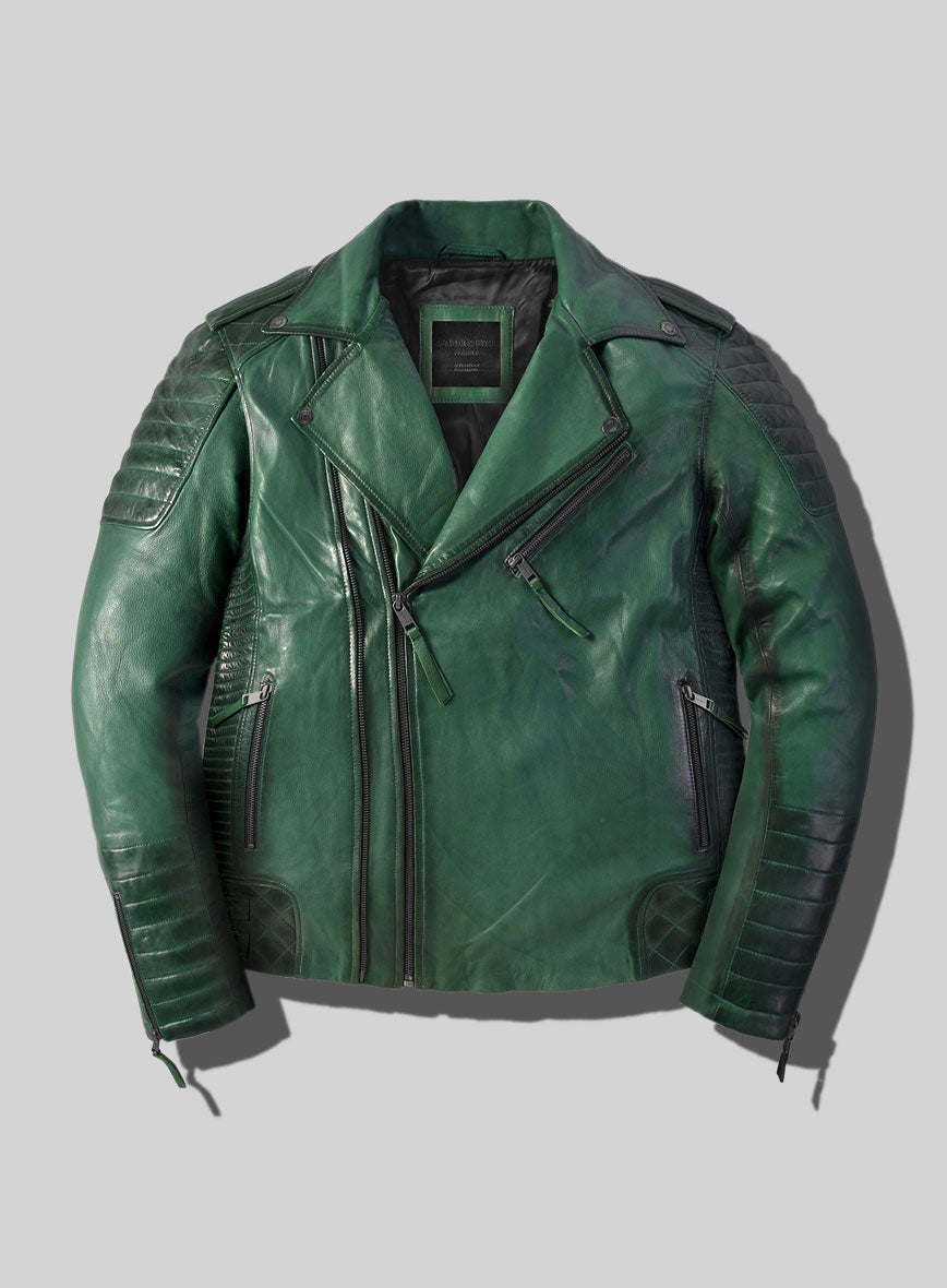 Outlaw Burnt Green Leather Jacket - StudioSuits