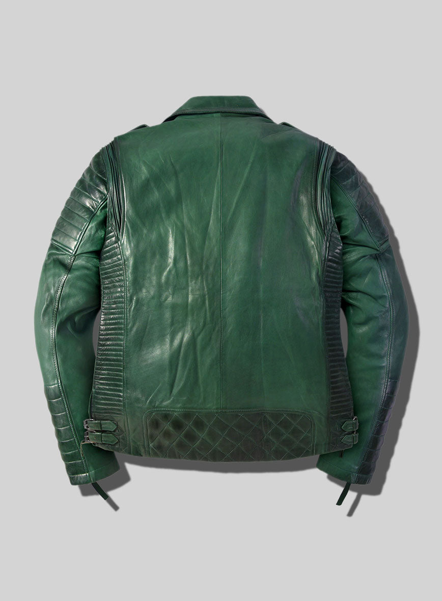 Outlaw Burnt Green Leather Jacket - StudioSuits