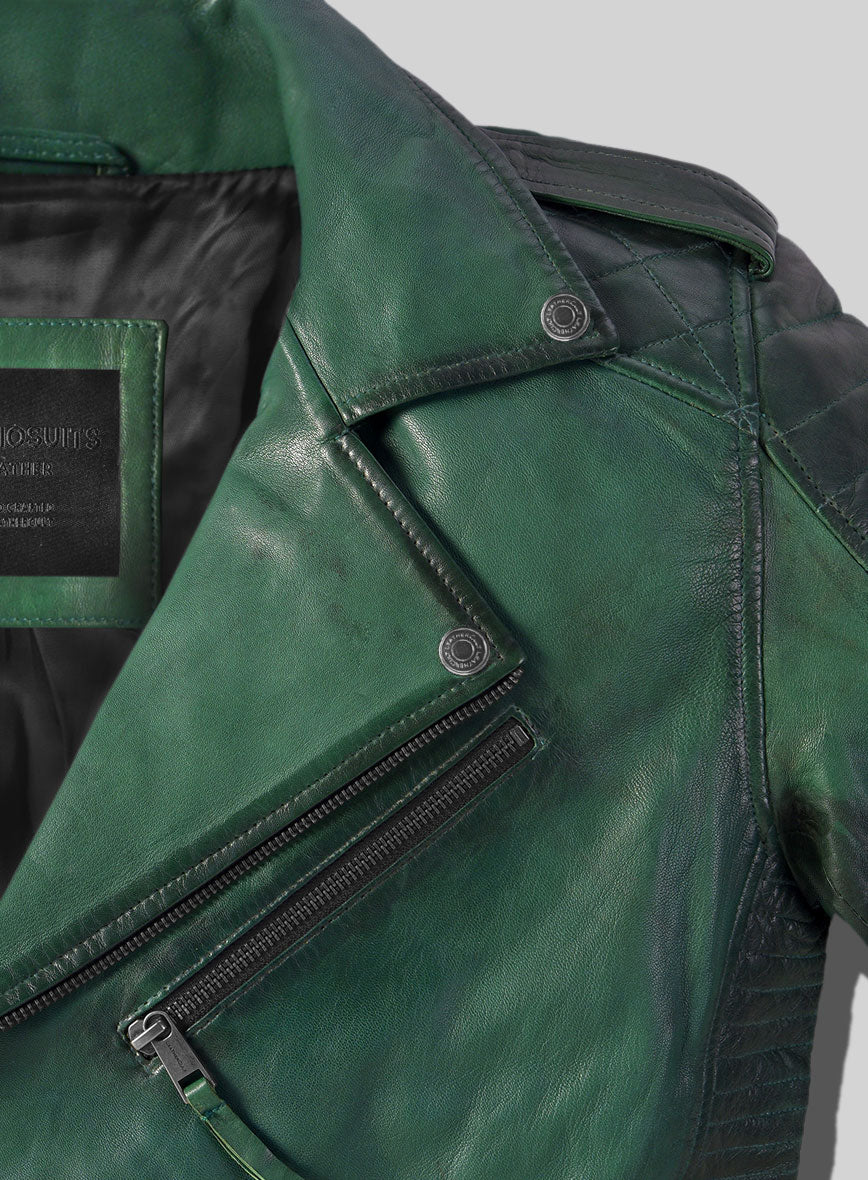 Outlaw Burnt Green Leather Jacket - StudioSuits