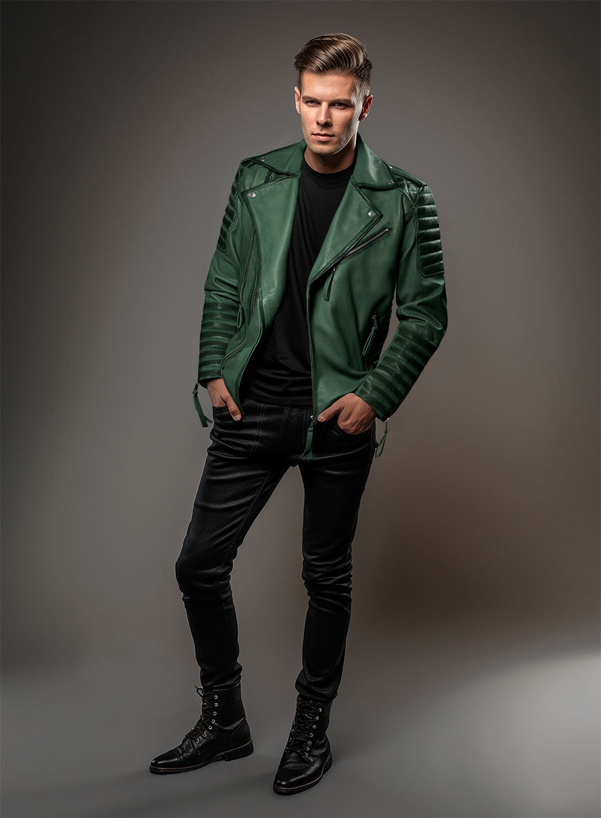 Outlaw Burnt Green Leather Jacket - StudioSuits