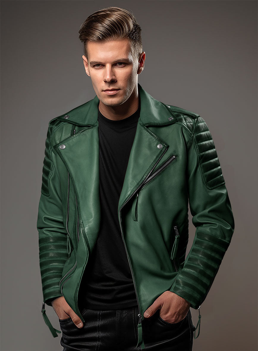 Outlaw Burnt Green Leather Jacket - StudioSuits