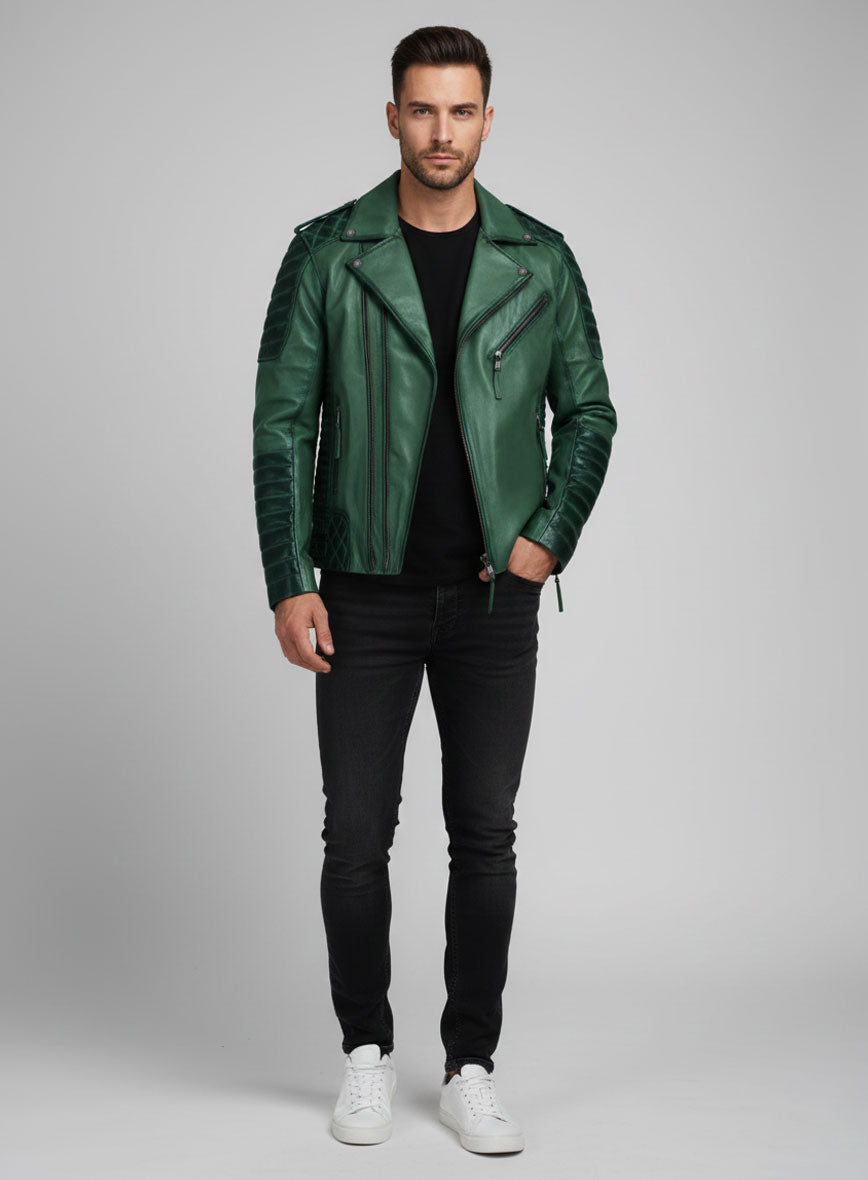 Outlaw Burnt Green Leather Jacket - StudioSuits