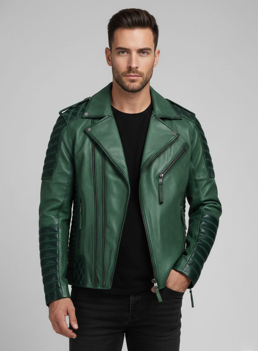 Outlaw Burnt Green Leather Jacket - StudioSuits