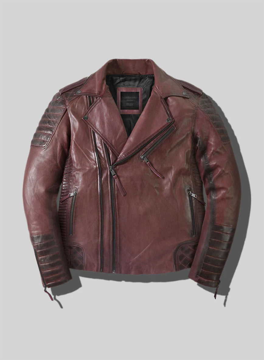 Outlaw Burnt Maroon Leather Jacket - StudioSuits