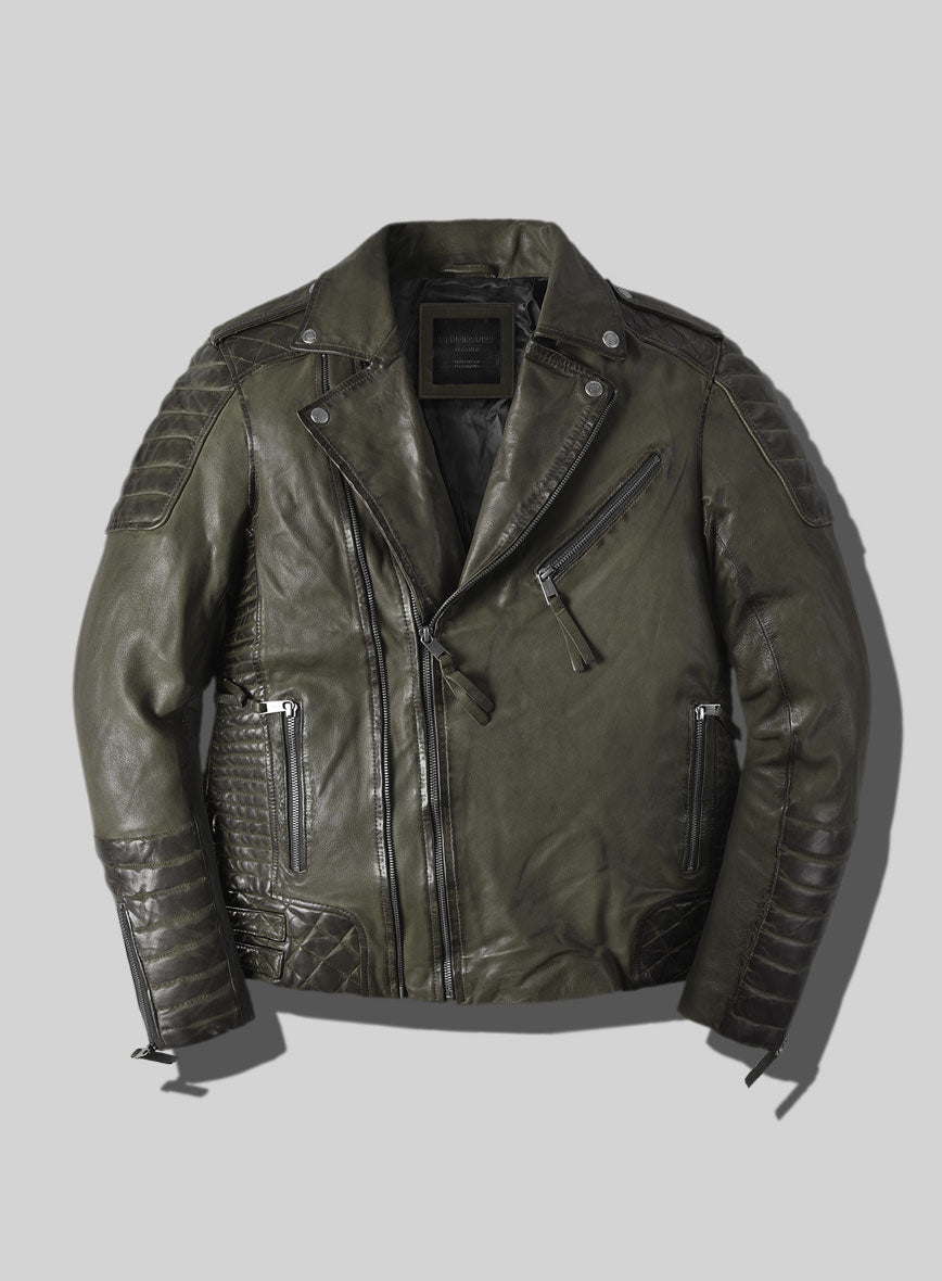 Outlaw Burnt Olive Leather Jacket - StudioSuits