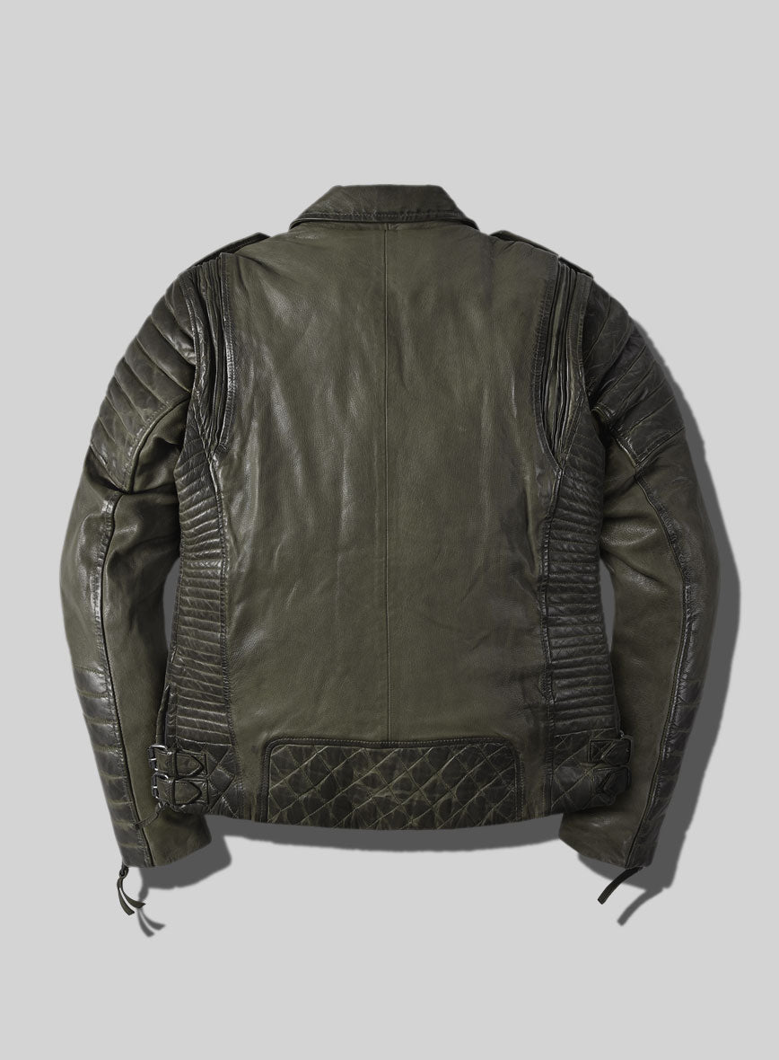Outlaw Burnt Olive Leather Jacket - StudioSuits