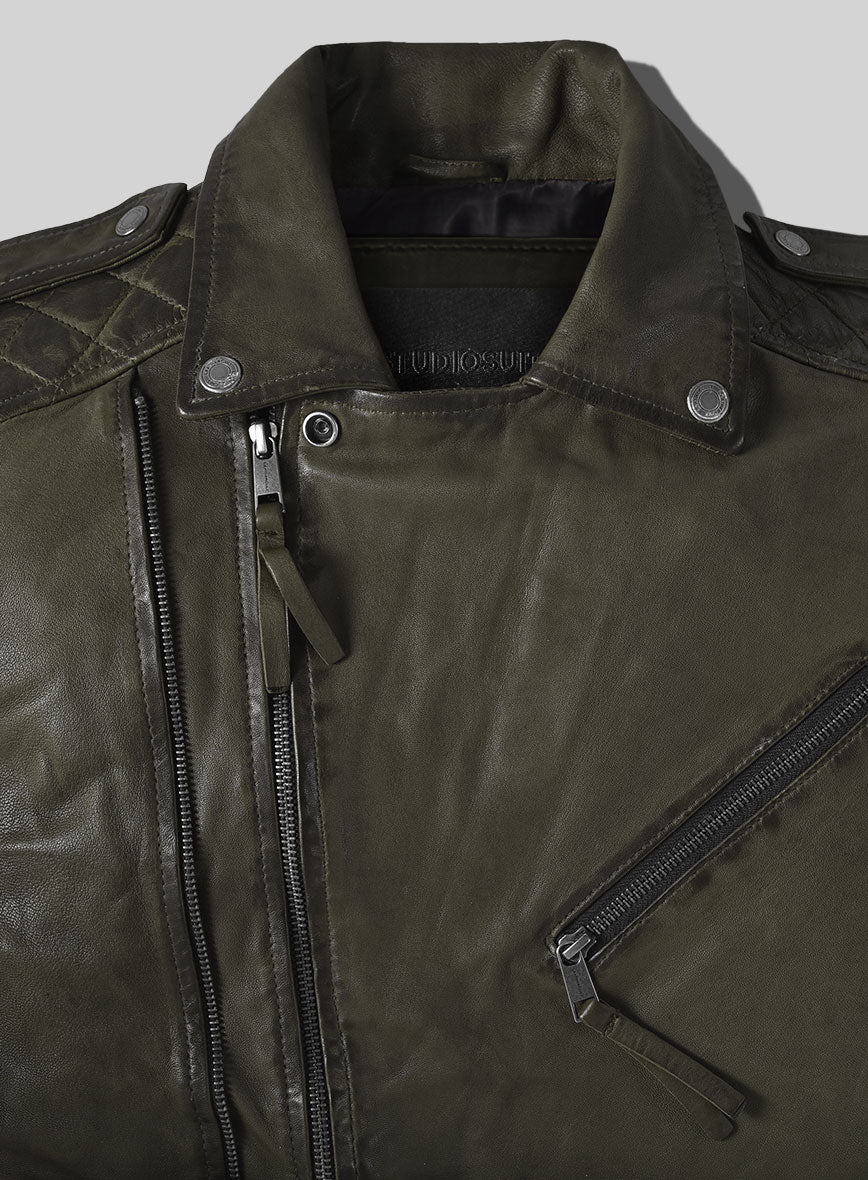 Outlaw Burnt Olive Leather Jacket - StudioSuits