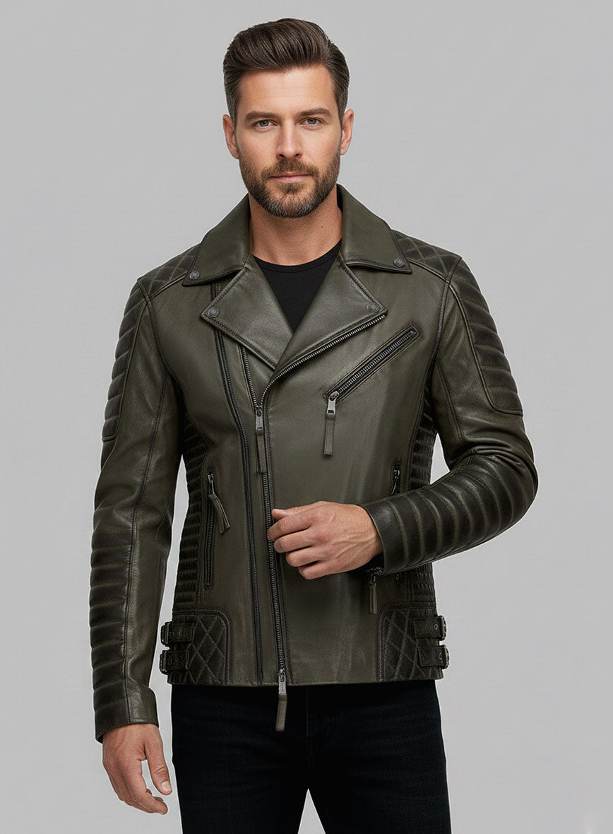 Outlaw Burnt Olive Leather Jacket - StudioSuits