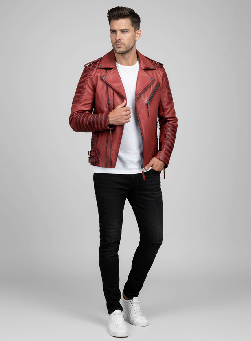 Outlaw Burnt Red Leather Jacket - StudioSuits
