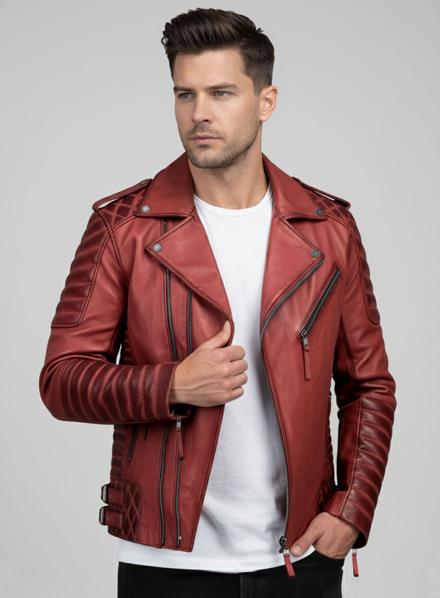 Outlaw Burnt Red Leather Jacket - StudioSuits